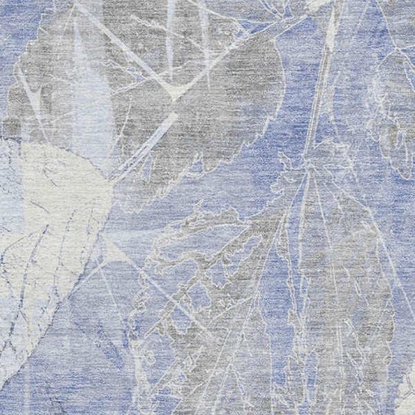 HomeRoots 8' X 10' Denim Blue & Ivory Floral Area Rug - Washable, UV Protected, Durable for High-Traffic Areas 705735