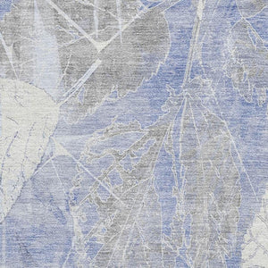 HomeRoots 9' X 12' Denim Blue Floral Area Rug - Washable, UV Protected, Stylish & Durable for Family Homes 705736