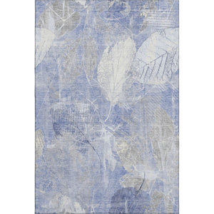 HomeRoots 10' X 14' Denim Blue Floral Area Rug - Washable, UV Protected, Stain Resistant, Perfect for Homes! 705737