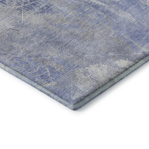 HomeRoots 10' X 14' Denim Blue Floral Area Rug - Washable, UV Protected, Stain Resistant, Perfect for Homes! 705737