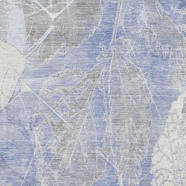 HomeRoots 10' X 14' Denim Blue Floral Area Rug - Washable, UV Protected, Stain Resistant, Perfect for Homes! 705737