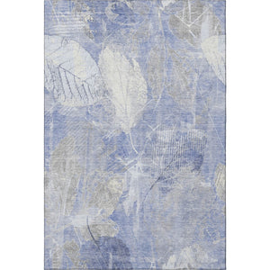 HomeRoots 10' X 14' Denim Blue Floral Area Rug - Washable, UV Protected, Stain Resistant, Perfect for Homes! 705737