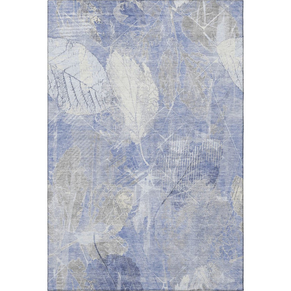 HomeRoots 10' X 14' Denim Blue Floral Area Rug - Washable, UV Protected, Stain Resistant, Perfect for Homes! 705737