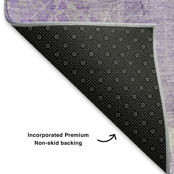 HomeRoots 5' X 8' Lavender Floral Washable Area Rug with UV Protection – Durable, Stylish & Easy-Care Design 705739