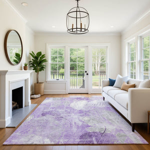 HomeRoots 5' X 8' Lavender Floral Washable Area Rug with UV Protection – Durable, Stylish & Easy-Care Design 705739