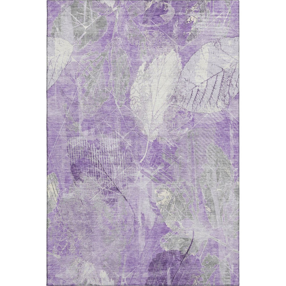HomeRoots 8' X 10' Floral Area Rug in Lavender & Ivory – Washable, UV Protected, Non-Slip, Perfect for Busy Homes! 705741