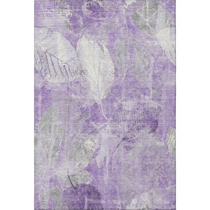 HomeRoots 8' X 10' Floral Area Rug in Lavender & Ivory – Washable, UV Protected, Non-Slip, Perfect for Busy Homes! 705741