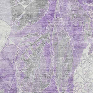 HomeRoots 9' X 12' Lavender Floral Area Rug - Washable, UV Protected, Stain Resistant for Stylish Living Spaces 705742