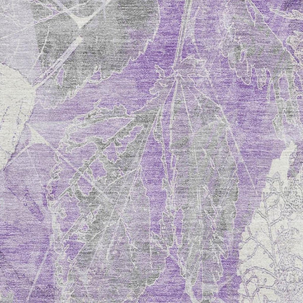 HomeRoots 9' X 12' Lavender Floral Area Rug - Washable, UV Protected, Stain Resistant for Stylish Living Spaces 705742