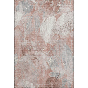 HomeRoots 5' X 8' Salmon Floral Washable Area Rug - Elegant, Durable, UV-Protected for High-Traffic Spaces 705745