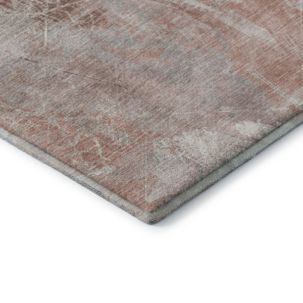 HomeRoots 5' X 8' Salmon Floral Washable Area Rug - Elegant, Durable, UV-Protected for High-Traffic Spaces 705745