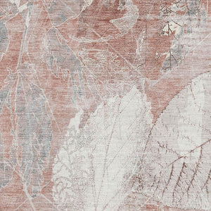 HomeRoots 5' X 8' Salmon Floral Washable Area Rug - Elegant, Durable, UV-Protected for High-Traffic Spaces 705745