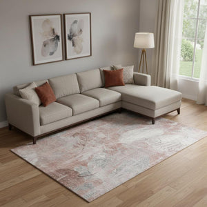 HomeRoots 10' Salmon and Ivory Floral Washable Area Rug - UV Protected, Stain Resistant, Perfect for High-Traffic Spaces 705749