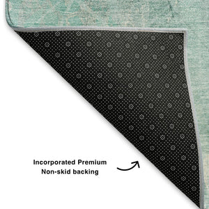 HomeRoots 5' X 8' Teal and Ivory Floral Area Rug – Washable, UV-Protected, Stain-Resistant for Everyday Use 705751