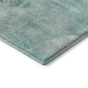 HomeRoots 5' X 8' Teal and Ivory Floral Area Rug – Washable, UV-Protected, Stain-Resistant for Everyday Use 705751