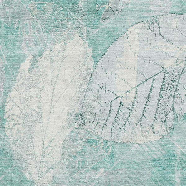 HomeRoots 5' X 8' Teal and Ivory Floral Area Rug – Washable, UV-Protected, Stain-Resistant for Everyday Use 705751
