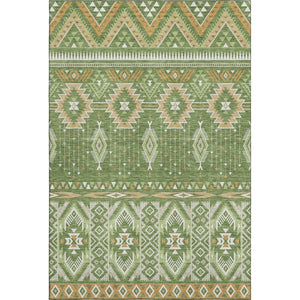 HomeRoots 10' X 14' Green & Copper Tribal Area Rug - Washable, UV-Protected, Durable & Stylish for Any Space 705767
