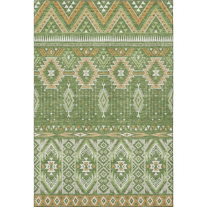 HomeRoots 10' X 14' Green & Copper Tribal Area Rug - Washable, UV-Protected, Durable & Stylish for Any Space 705767