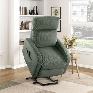English Elm Contemporary Power Lift Chair Recliner with Plush Corduroy, Foam-Over-Coil Support & Side Pocket Green 31 L x 29 W x 24 H B011P395831