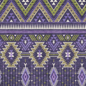 HomeRoots 5' X 8' Tribal Washable Area Rug in Purple & Fern Green - UV Protected, Durable & Stylish Design 705775