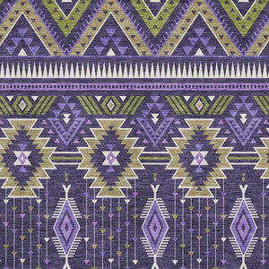 HomeRoots 8' X 10' Vibrant Purple & Fern Green Tribal Area Rug - Washable, Stain-Resistant, UV Protected! 705777