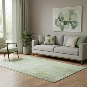 HomeRoots 5' Artichoke Green & Ivory Abstract Washable Area Rug - UV Protected, Stain-Resistant & Durable Design 705781