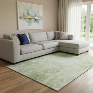 HomeRoots 8' X 10' Artichoke Green & Ivory Abstract Area Rug - Washable, UV Protected, Durable for Everyday Life 705783