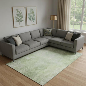 HomeRoots 9' X 12' Artichoke Green Abstract Washable Area Rug with UV Protection for Stylish Home Spaces 705784