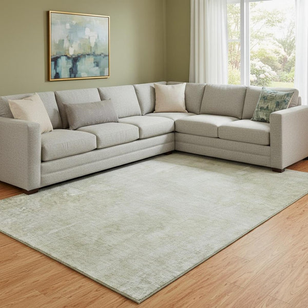 HomeRoots 8' X 10' Washable Beige and Ivory Abstract Area Rug with UV Protection for Modern Homes and Pets 705789