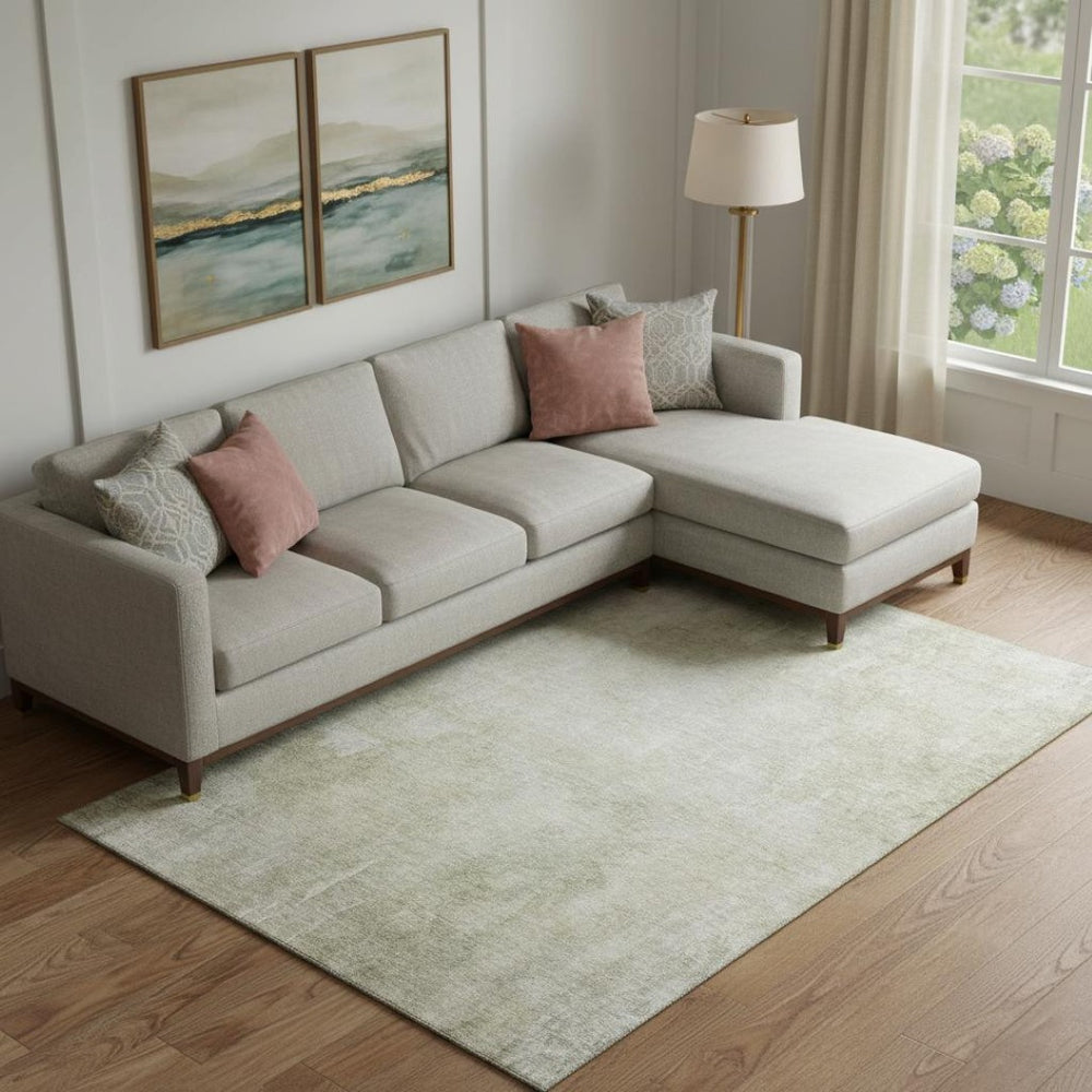 HomeRoots 9' X 12' Beige And Ivory Abstract Washable Area Rug - UV Protected, Stain Resistant, Family-Friendly Design! 705790
