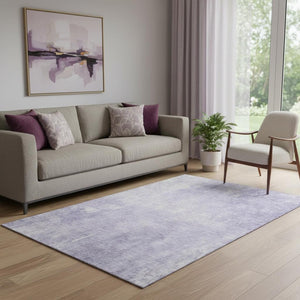 HomeRoots 5' X 8' Stylish Lavender and Ivory Abstract Area Rug - Washable, UV Protected, Non-Slip Design 705793