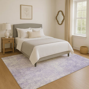 HomeRoots 5' X 8' Stylish Lavender and Ivory Abstract Area Rug - Washable, UV Protected, Non-Slip Design 705793