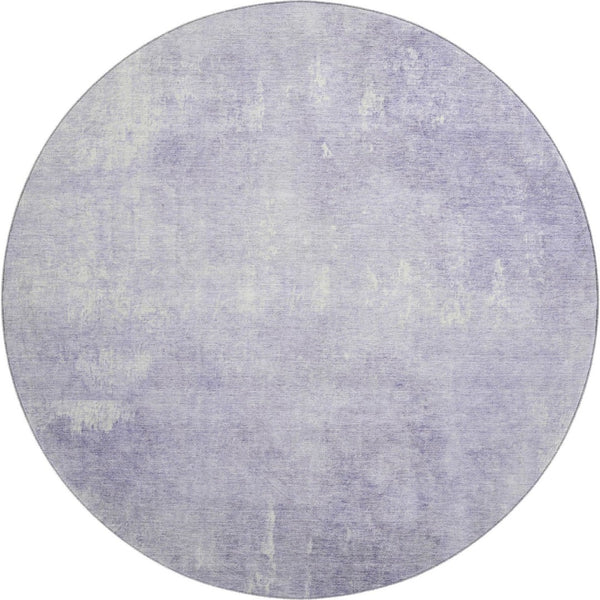 HomeRoots 8' Lavender and Ivory Abstract Round Rug - Kid & Pet Friendly, UV Protected, Easy Care Design 705794