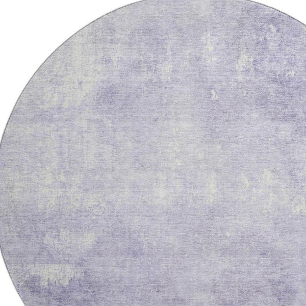 HomeRoots 8' Lavender and Ivory Abstract Round Rug - Kid & Pet Friendly, UV Protected, Easy Care Design 705794