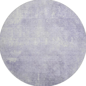 HomeRoots 8' Lavender and Ivory Abstract Round Rug - Kid & Pet Friendly, UV Protected, Easy Care Design 705794