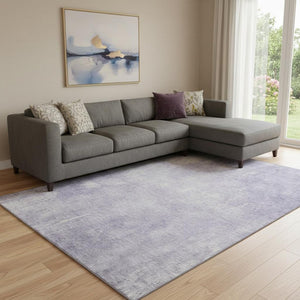 HomeRoots 8' X 10' Lavender & Ivory Abstract Washable Area Rug - Durable, UV-Protected, Easy-Care Design! 705795