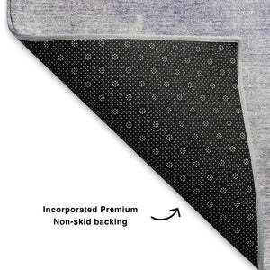 HomeRoots 8' X 10' Lavender & Ivory Abstract Washable Area Rug - Durable, UV-Protected, Easy-Care Design! 705795