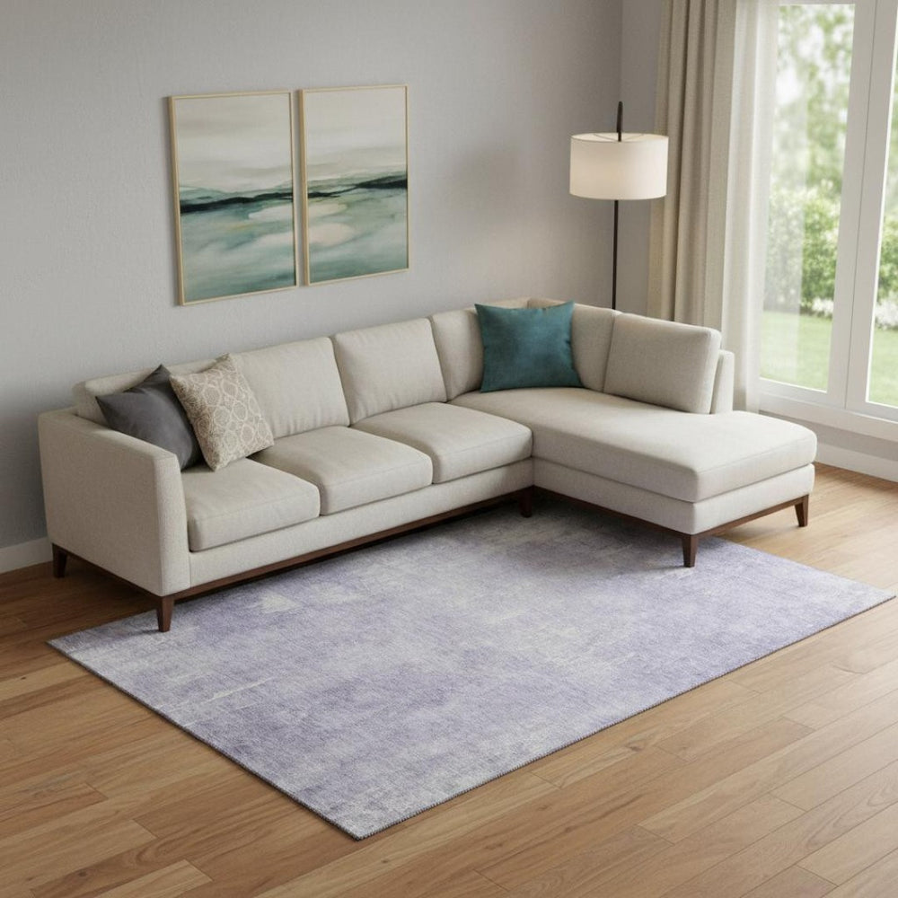 HomeRoots 10' X 14' Lavender and Ivory Abstract Area Rug - Washable, Stain Resistant, UV Protected for Style 705797