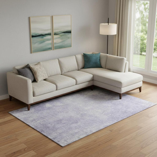 HomeRoots 10' X 14' Lavender and Ivory Abstract Area Rug - Washable, Stain Resistant, UV Protected for Style 705797