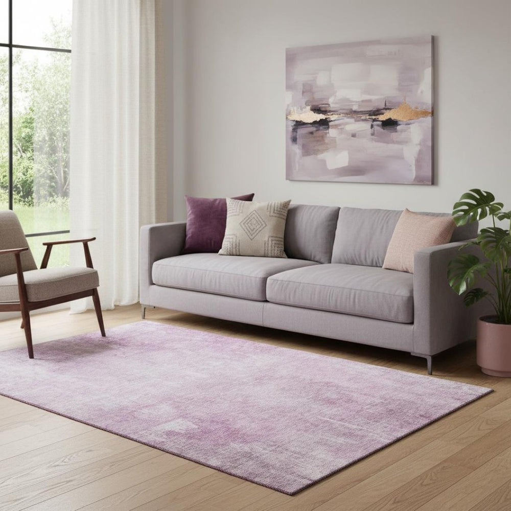 HomeRoots 5' X 8' Pink And Ivory Abstract Area Rug - Durable, Washable, UV-Protected for Modern Homes & Kids 705799