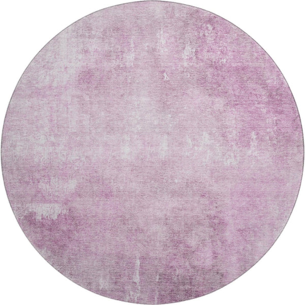 HomeRoots 8' Pink And Ivory Abstract Round Rug - Washable, UV Protected, Non-Slip, Perfect for Any Room! 705800