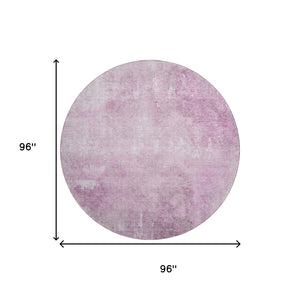 HomeRoots 8' Pink And Ivory Abstract Round Rug - Washable, UV Protected, Non-Slip, Perfect for Any Room! 705800