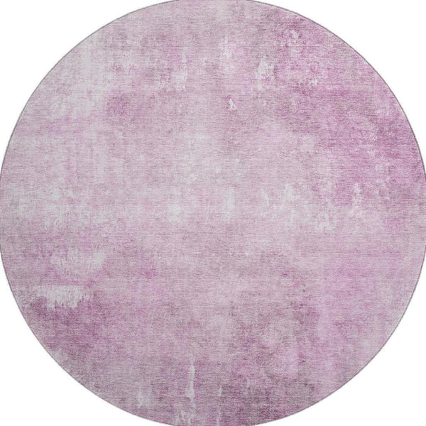 HomeRoots 8' Pink And Ivory Abstract Round Rug - Washable, UV Protected, Non-Slip, Perfect for Any Room! 705800