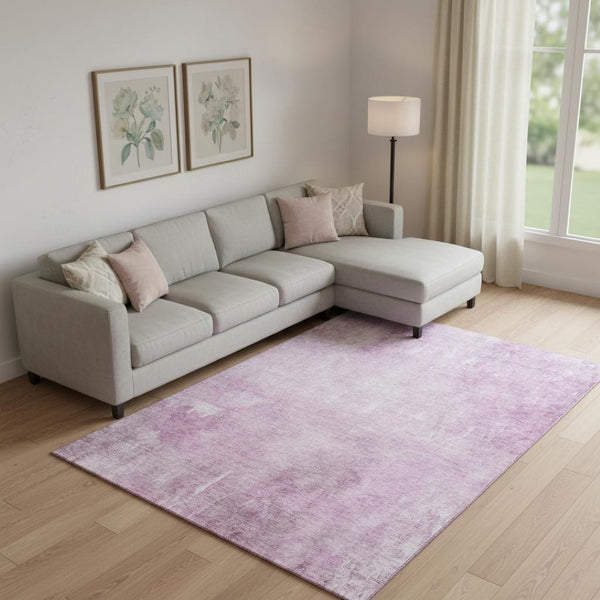 HomeRoots 9' X 12' Pink And Ivory Abstract Washable Area Rug - Stylish, Durable, UV-Protected for Every Home 705802