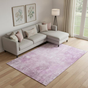 HomeRoots 10' X 14' Pink And Ivory Abstract Area Rug - Washable, UV Protected, Stylish & Durable for High-Traffic Areas 705803