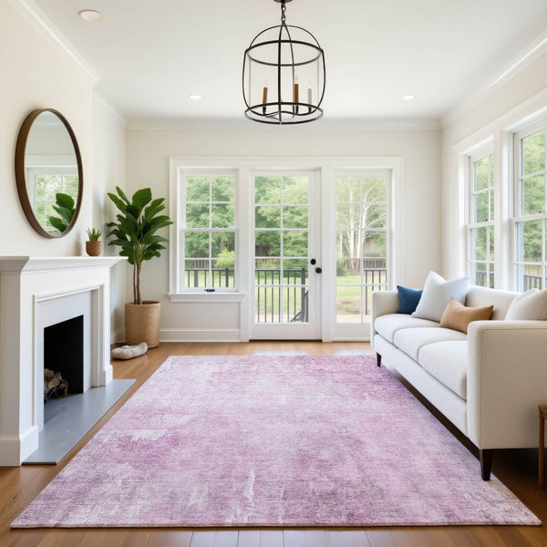 HomeRoots 10' X 14' Pink And Ivory Abstract Area Rug - Washable, UV Protected, Stylish & Durable for High-Traffic Areas 705803