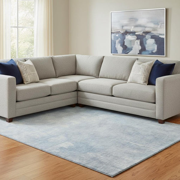 HomeRoots 8' X 10' Sky Blue & Ivory Abstract Washable Area Rug - UV Protected, Stain Resistant, Family Friendly! 705807