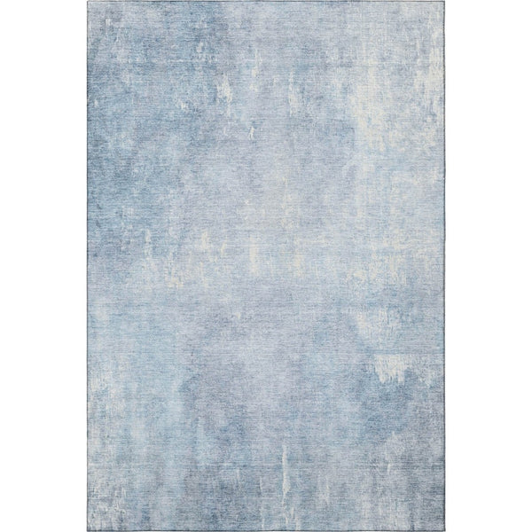 HomeRoots 8' X 10' Sky Blue & Ivory Abstract Washable Area Rug - UV Protected, Stain Resistant, Family Friendly! 705807