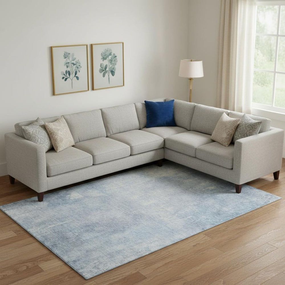 HomeRoots 10' Sky Blue and Ivory Abstract Area Rug - Washable, UV Protected, Stain Resistant for Busy Homes 705809