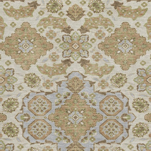 HomeRoots 5' X 8' Beige and Tan Floral Medallion Area Rug with Stain Resistance and UV Protection for Homes 705811